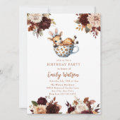 かわいいベビーキリン |誕生日ティーパーティー 招待状 (正面)