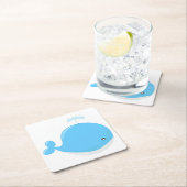 かわいいベビークジラかわいい漫画の子供 スクエアペーパーコースター (インサイチュ)