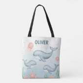 かわいいベビークジラとクラゲ トートバッグ (裏面)