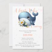 かわいいベビークジラとデイジーベビーシャワー招待状 招待状 (正面)