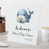 かわいいベビークジラ赤ちゃんシャワー台座看板 台座サイン (インサイチュ)