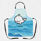 かわいいベビークジラ – かわいいズシークリーチャーラインアート エプロン (正面)