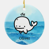 かわいいベビークジラ – かわいいズシークリーチャーラインアート セラミックオーナメント (裏面)