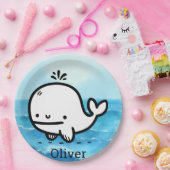 かわいいベビークジラ – かわいいズシークリーチャーラインアート ペーパープレート (パーティー)