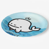 かわいいベビークジラ – かわいいズシークリーチャーラインアート ペーパープレート (アングル)