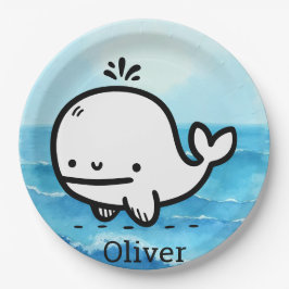 かわいいベビークジラ – かわいいズシークリーチャーラインアート ペーパープレート