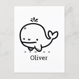かわいいベビークジラ – かわいいズシークリーチャーラインアート ポストカード