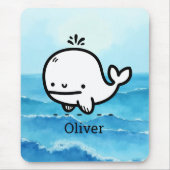 かわいいベビークジラ – かわいいズシークリーチャーラインアート マウスパッド (正面)