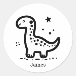 かわいいベビークジラ – かわいいズシークリーチャーラインアート ラウンドシール