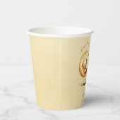 かわいいベビークマが月の上で眠る1歳の誕生日 紙コップ (右)