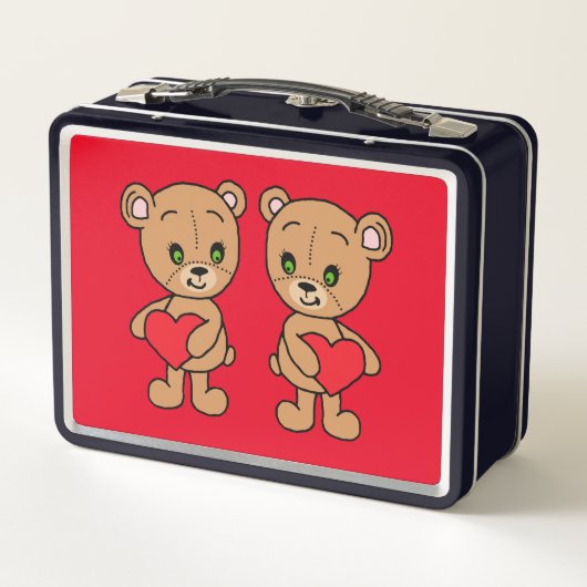 かわいいベビークマとハート メタルランチボックス (裏面)