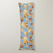 かわいいベビークマの模様（青） ボディピロー (正面縦)