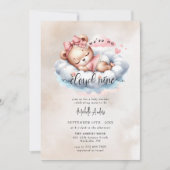 かわいいベビークマ | 水彩少女の赤ちゃんシャワー 招待状 (正面)