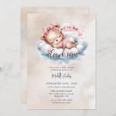 かわいいベビークマ | 水彩少女の赤ちゃんシャワー 招待状 (正面/裏面)