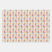 かわいいベビークリスマスおもしろい動物漫画の子供 ラッピングペーパーシート (正面3)