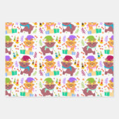 かわいいベビークリスマスおもしろい動物漫画の子供 ラッピングペーパーシート (正面)