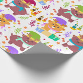 かわいいベビークリスマスおもしろい動物漫画の子供 ラッピングペーパー (角)