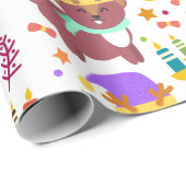 かわいいベビークリスマスおもしろい動物漫画の子供 ラッピングペーパー (ロールコーナー)