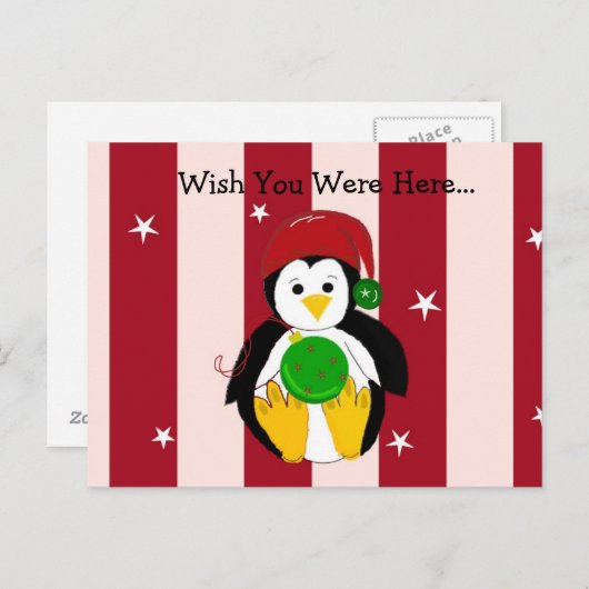 かわいいベビークリスマスペンギン シーズンポストカード (正面/裏面)