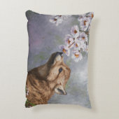 かわいいベビーグレーウルフアップと花 アクセントクッション (裏面(縦))