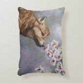 かわいいベビーグレーウルフアップと花 アクセントクッション (正面(垂直))