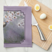 かわいいベビーグレーウルフアップと花 キッチンタオル (四つ折り)