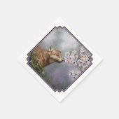 かわいいベビーグレーウルフアップと花 スタンダードカクテルナプキン (角)