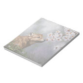 かわいいベビーグレーウルフアップと花 ノートパッド (回転)