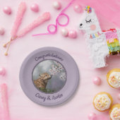 かわいいベビーグレーウルフアップと花 ペーパープレート (パーティー)