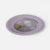 かわいいベビーグレーウルフアップと花 ペーパープレート (アングル)