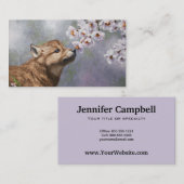 かわいいベビーグレーウルフアップと花 名刺 (正面/裏面)