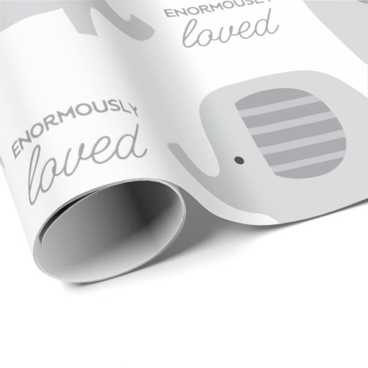 かわいいベビーグレーゾウの包み紙 ラッピングペーパー (ロールコーナー)