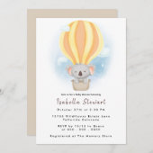 かわいいベビーコアラバルーンサファリベイビーシャワー 招待状 (正面/裏面)