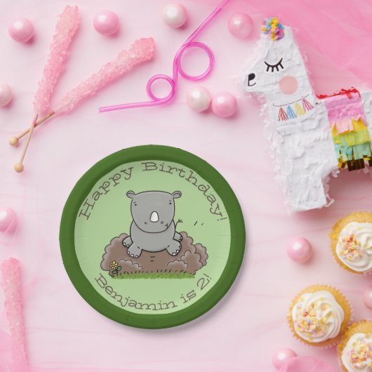 かわいいベビーサイパーソナライズされたの漫画の誕生日 ペーパープレート (パーティー)