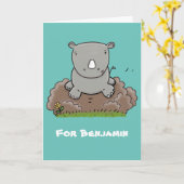 かわいいベビーサイ漫画イラストレーション カード (黄色い花)