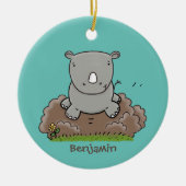 かわいいベビーサイ漫画イラストレーション セラミックオーナメント (正面)