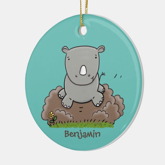 かわいいベビーサイ漫画イラストレーション セラミックオーナメント (左)
