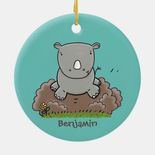 かわいいベビーサイ漫画イラストレーション セラミックオーナメント (裏面)