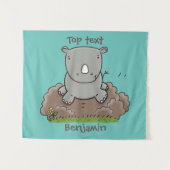 かわいいベビーサイ漫画イラストレーション タペストリー (正面(横))