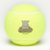 かわいいベビーサイ漫画イラストレーション テニスボール (裏面)