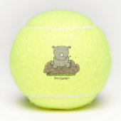 かわいいベビーサイ漫画イラストレーション テニスボール (正面)