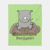 かわいいベビーサイ漫画イラストレーション フリースブランケット (正面)