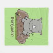 かわいいベビーサイ漫画イラストレーション フリースブランケット (正面(横))