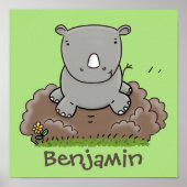 かわいいベビーサイ漫画イラストレーション ポスター (正面)