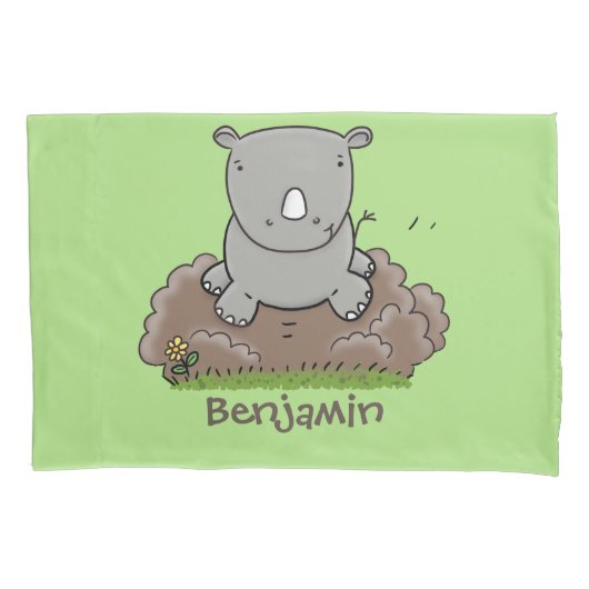 かわいいベビーサイ漫画イラストレーション 枕カバー (正面)