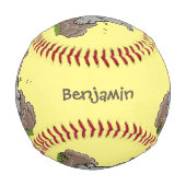 かわいいベビーサイ漫画イラストレーション 野球ボール (正面)