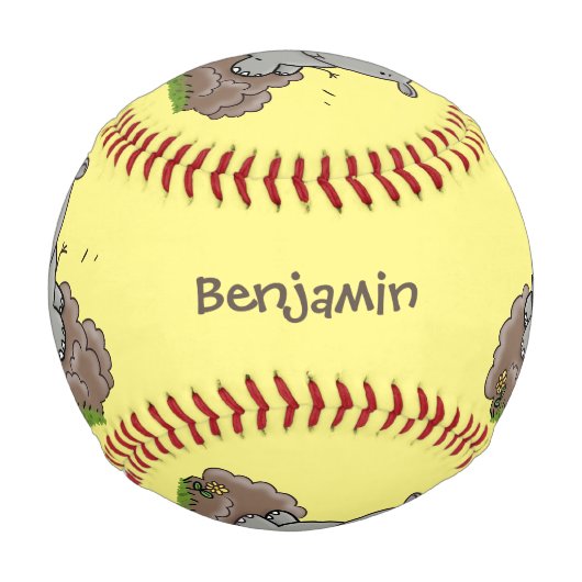 かわいいベビーサイ漫画イラストレーション 野球ボール (正面)