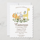 かわいいベビーサファリと動物園の動物 招待状 (正面)