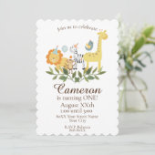 かわいいベビーサファリと動物園の動物 招待状 (スタンド正面)