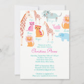 かわいいベビーサファリアニマルズベビーシャワー招待状 招待状 (正面)